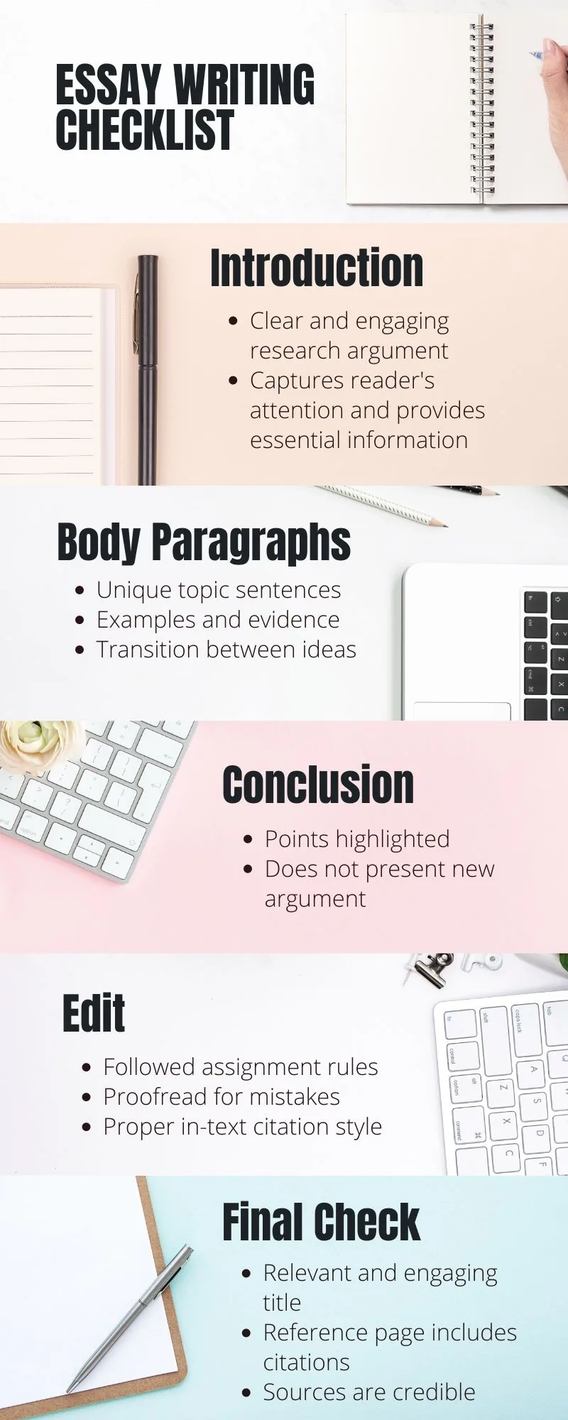 essay writing checklist infographic